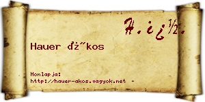 Hauer Ákos névjegykártya
